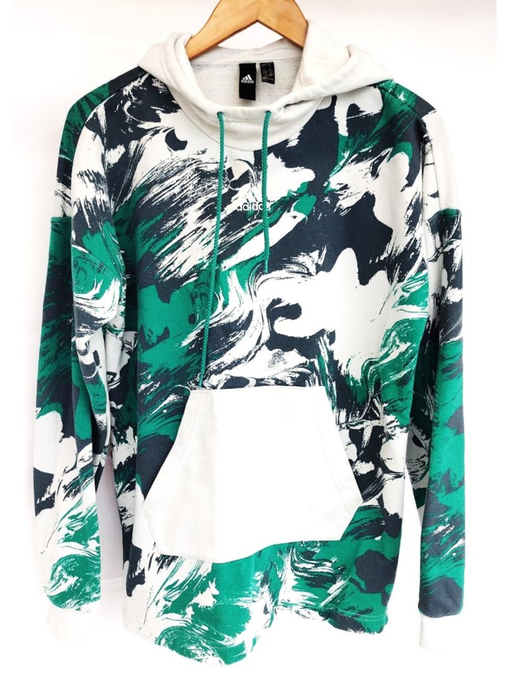 Adidas AOP Hoodie Green Grey White Swirl Size XS